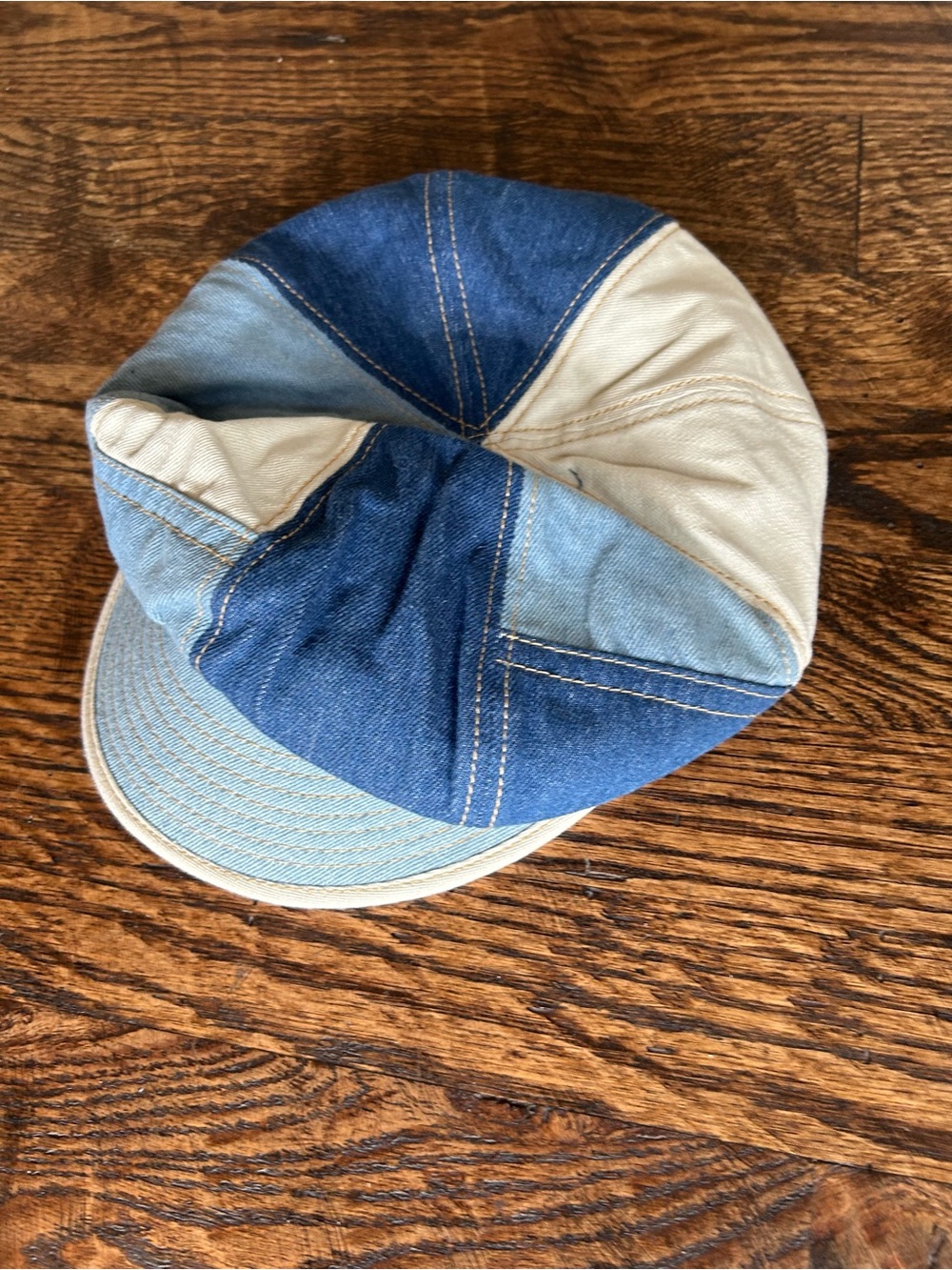 Vintage denim patchwork newsboy hat 70s